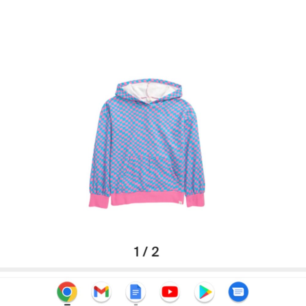 TREASURE & BOND Kids' Cozy Cotton Hoodie In Pink Crayon Warped Check